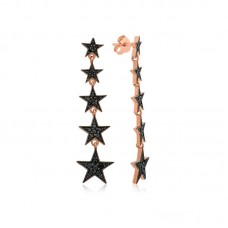 Gümüş Siyah Kayan Yıldızlar Küpe