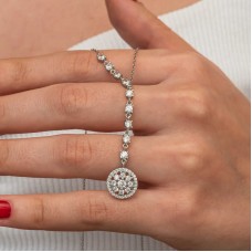 Gümüş Sıralı Zirkon Taşlı Çiçek Kadın Kolye