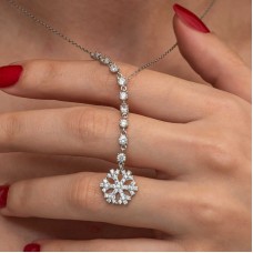 Gümüş Sıralı Zirkon Taşlı Kar Tanesi Kadın Kolye