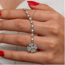 Gümüş Sıralı Zirkon Taşlı Yonca Kadın Kolye