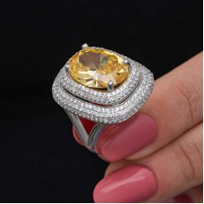 Gümüş Sitrin Taşlı Kadın Yüzük