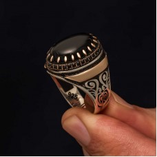 Gümüş Siyah Oniks Taşlı Erkek Yüzük