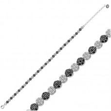 ​Gümüş Siyah Beyaz Su Yolu Bayan Bileklik