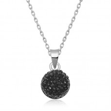 Gümüş Siyah Kristal Taşlı Kadın Kolye