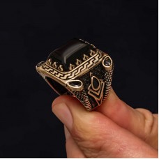 Gümüş Siyah Oniks Taşlı Erkek Yüzük