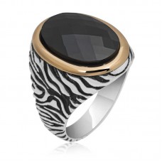Gümüş Siyah Zirkon Taşlı Erkek Yüzük