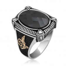 Gümüş Siyah Zirkon Taşlı Erkek Yüzük