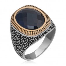 Gümüş Siyah Zirkon Taşlı Oval Erkek Yüzük