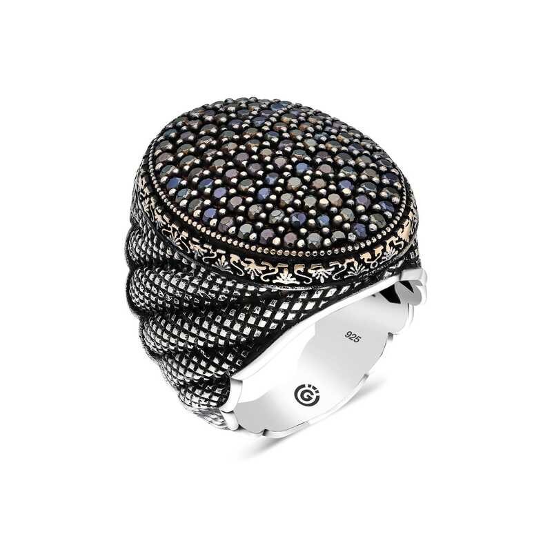 Gümüş Siyah Zirkon Taşlı Oval Erkek Yüzük Gümüş Siyah Zirkon Taşlı Oval Erkek Yüzük