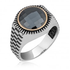 Gümüş Siyah Zirkon Taşlı Yuvarlak Erkek Yüzük