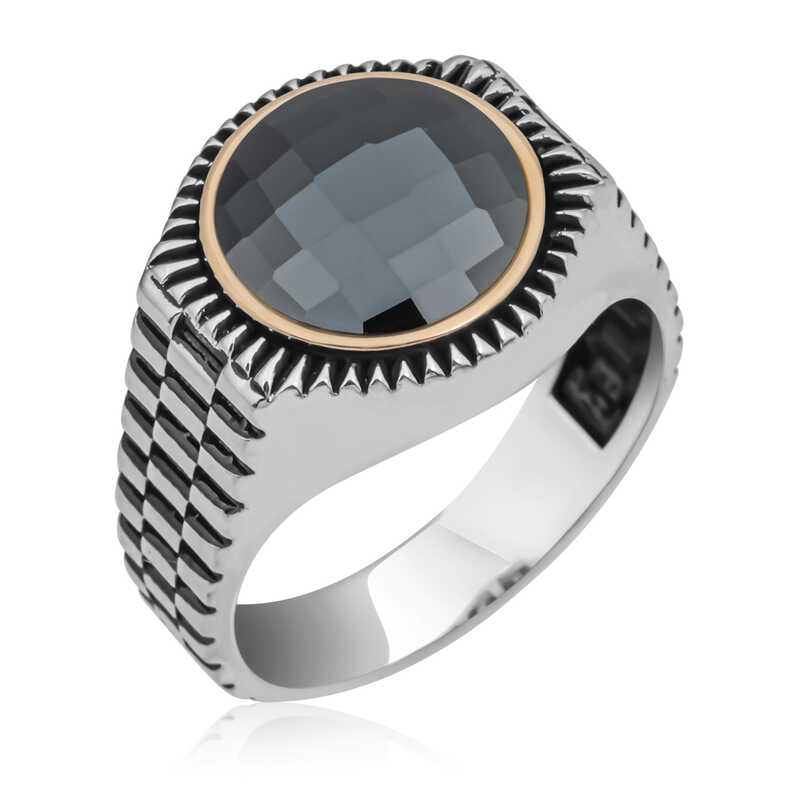 Gümüş Siyah Zirkon Taşlı Yuvarlak Erkek Yüzük Gümüş Siyah Zirkon Taşlı Yuvarlak Erkek Yüzük