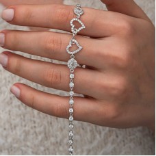 Gümüş Sonsuzluk İki Kalp Kadın Bileklik