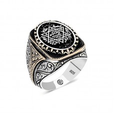 Gümüş Süleyman Mührü Oval Erkek Yüzük