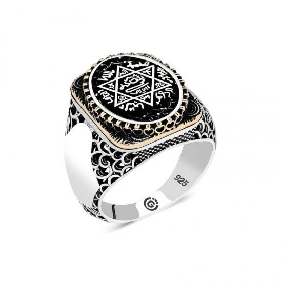 Gümüş Süleyman Mührü Oval Erkek Yüzük Gümüş Süleyman Mührü Oval Erkek Yüzük