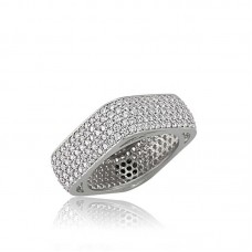 Gümüş 5 Sıra Köşeli Tamtur Bayan Alyans Yüzük