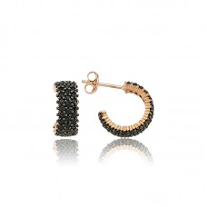 Gümüş Tamtur Siyah Taşlı Küpe