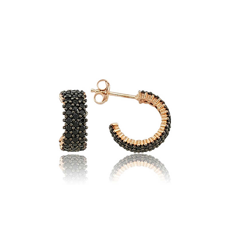 Gümüş Tamtur Siyah Taşlı Küpe Gümüş Tamtur Siyah Taşlı Küpe