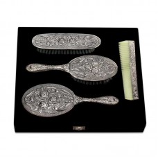 Gümüş Ayna Tarak Fırça Takımı - 4 Parça