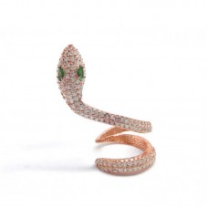 Gümüş Yeşil Gözlü Tek Kıkırdak Yılan Küpe