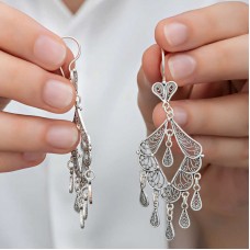 Gümüş Telkari Sallantılı Kadın Küpe