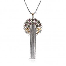 Gümüş Telkari Yakut Zümrüt Renkli Taşlı Kadın Kolye