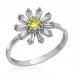 Gümüş Trapez Sarı Taşlı Çiçek Kadın Yüzük