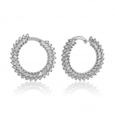 Gümüş Trapez Taşlı  Bayan Küpe