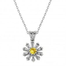 Gümüş Trapez Taşlı Çiçek Bayan Kolye