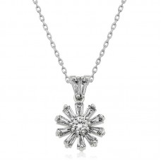 Gümüş Trapez Taşlı Çiçek Bayan Kolye