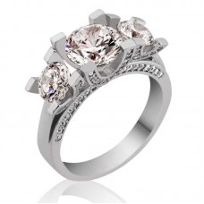 Gümüş 3 Taş Tria Bayan Yüzük