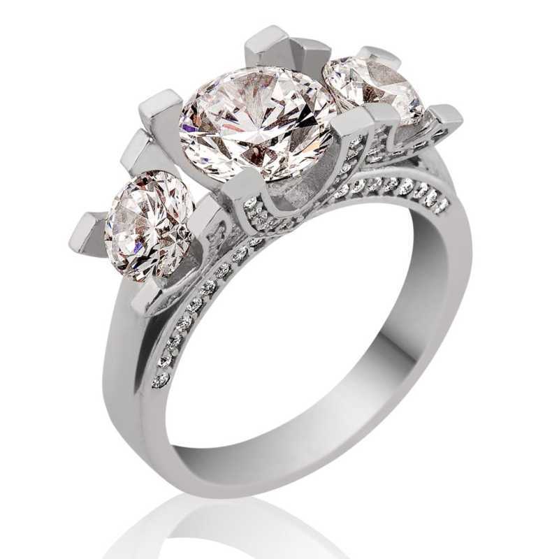 Gümüş 3 Taş Tria Bayan Yüzük Gümüş 3 Taş Tria Bayan Yüzük