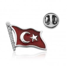 Gümüş Türk Bayrağı Rozet