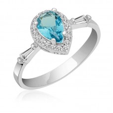 Gümüş Turkuaz Damla Taşlı Kadın Yüzük