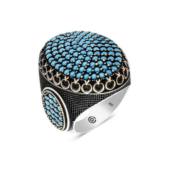 Gümüş Turkuaz Zirkon Taşlı Oval Erkek Yüzük Gümüş Turkuaz Zirkon Taşlı Oval Erkek Yüzük