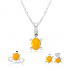 Gümüş Turuncu Kaplumbağa Çocuk Set
