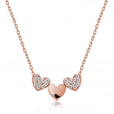 Gümüş Rose Üç Kalp Bayan Kolye