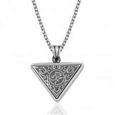 Gümüş Üçgen Muhammed Yazılı Cevşen Dualı Kolye