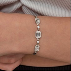 Gümüş Üçlü Baget Taşlı Kadın Bileklik