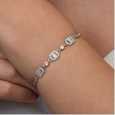 Gümüş Üçlü Baget Taşlı Kadın Bileklik