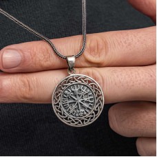 Gümüş Viking Pusula Erkek Kolye