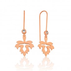 Gümüş Yaprak Sallantılı Küpe