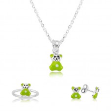 Gümüş Yeşil Ayıcık Çocuk Set