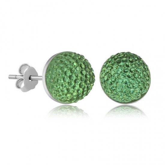 Gümüş Yeşil Kristal Çivili Kadın Küpe Gümüş Yeşil Kristal Çivili Kadın Küpe