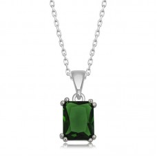 Gümüş Yeşil Zirkon Baget Taşlı Kadın Kolye