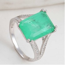 Gümüş Yeşil Renk Paraiba Taşlı Kadın Yüzük