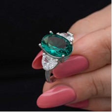 Gümüş Yeşil Renk Paraiba Taşlı Kadın Yüzük