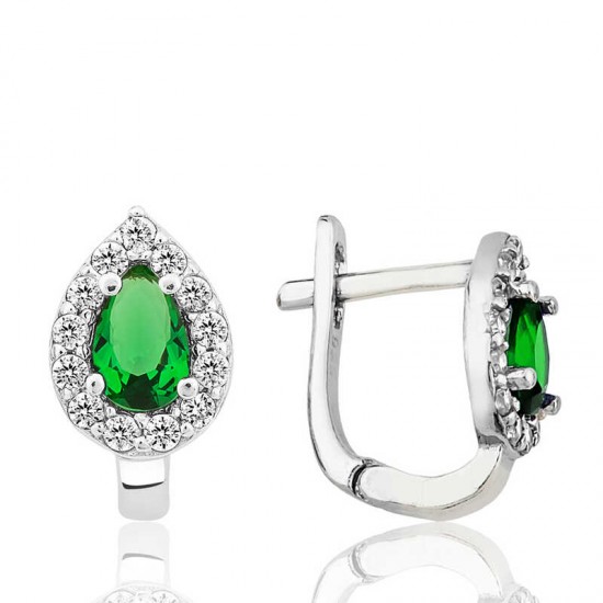 Gümüş Yeşil Taşlı Damla J Kadın Küpe Gümüş Yeşil Taşlı Damla J Kadın Küpe
