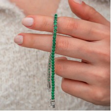 Gümüş Yeşil Zirkon Taşlı Su Yolu Kadın Bileklik