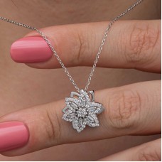 ​Gümüş Yıldız Baget Taşlı  Dönen Stres Kadın Kolye