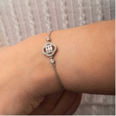 Gümüş Yonca Baget Taşlı Kadın Bileklik
